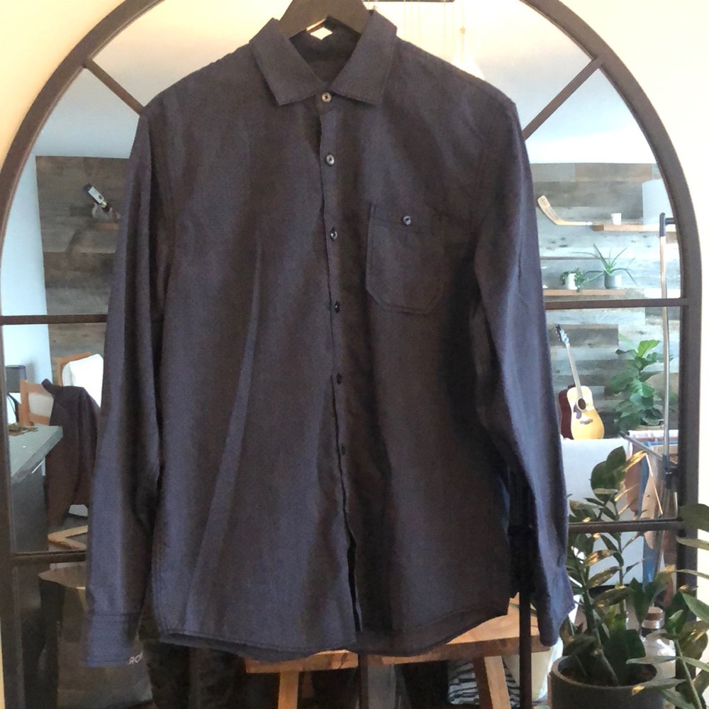 Michale Brandon navy button down shirt, medium